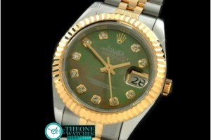 Rolex - SS/YG Jubilee MOP Green Diamond Swiss Eta 2671-2