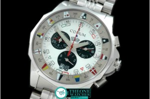 Corum - Admirals Cup Chronograph SS/SS Wht/Blk Swiss Eta Qtz