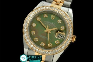 Rolex - SS/YG Jubilee MOP Green Diamond Swiss Eta 2671-2