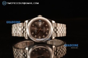 Rolex Datejust 37mm Swiss ETA 2836 Automatic Steel Case with Jubilee Steel Bezel Grey Dial Diamonds Steel Bracelet