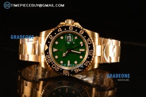 Rolex GMT-Master II Swiss ETA 2836 Automatic Yellow Gold Case With Ceramic Bezel Green Dial 116718LN