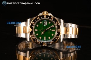 Rolex GMT-Master II Swiss ETA 2836 Automatic Two Tone Yellow Gold Case With Ceramic Bezel Black Dial 116718LN K