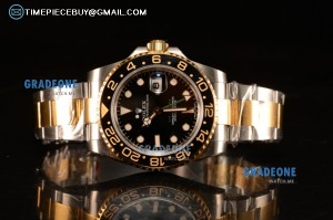 Rolex GMT-Master II Swiss ETA 2836 Automatic Two Tone Rose Gold Case With Ceramic Bezel Black Dial 116713 LN